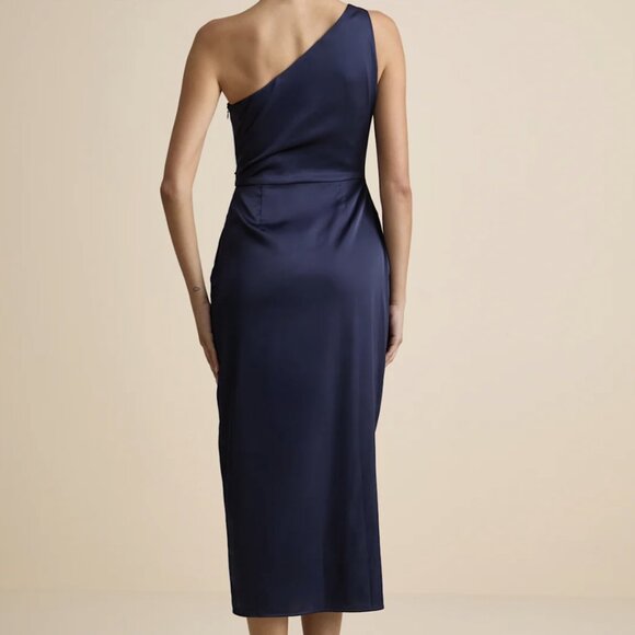 NWT Lulus Rhema Navy Satin Midi Dress - Picture 3 of 6